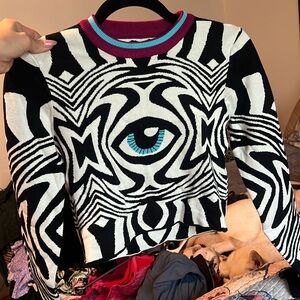UNIF Alice Eye Top intarsia cropped Sweater Size S